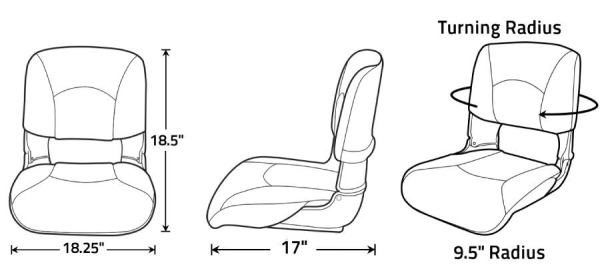All-Weather™ High Back Black Seat -White